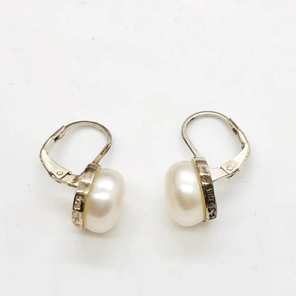 Vintage Silver Pearl Earrings & Mesh Cuff Bracelet 🤍 - Picture 3 of 10